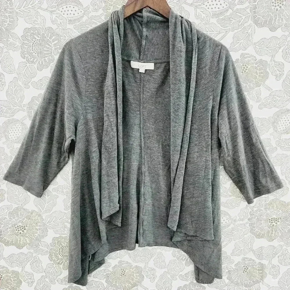 Loft Open front Cardigan Women's L Gray Lightweight - Picture 1 of 5